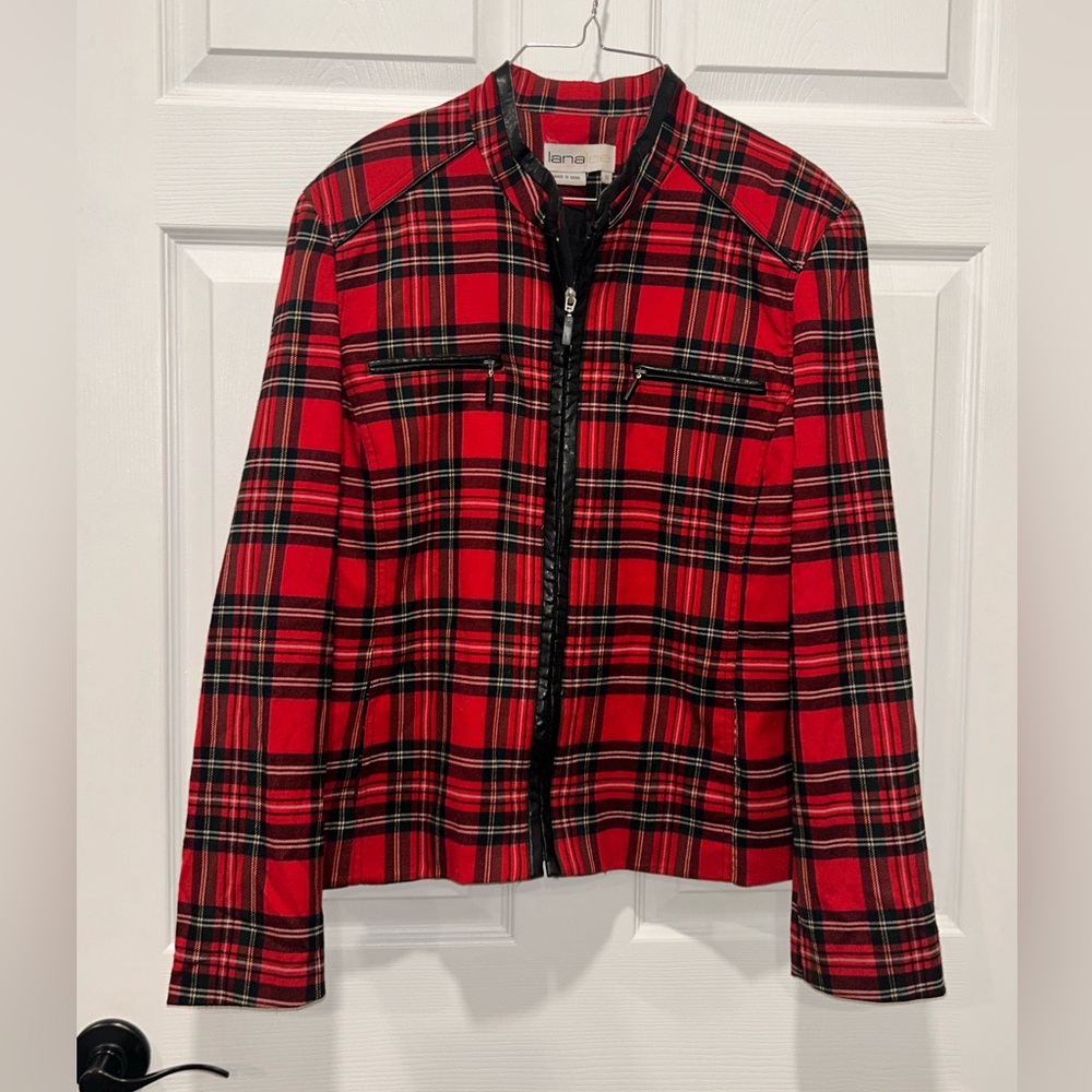 Lana Lee‎ Vintage Red Plaid Jacket Full Zip Size 16